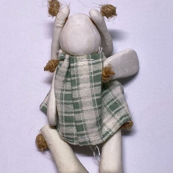 Russ Berri 13900 VTG Country Kin Sculptstone Jointed Bunny Shelf Sitter Figurine - Picture 6 of 9